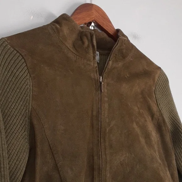 Pendleton Mocha Brown Wool Suede Blend Vintage Petite Sweater Blazer Jacket - Picture 3 of 8